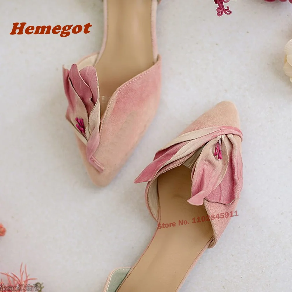 

Retro Pleated Petal Pumps Shallow 2024 Newest Pointy Toe Flat with Women's Shoes Elegant Spring Summer Sandals Pink Elegant