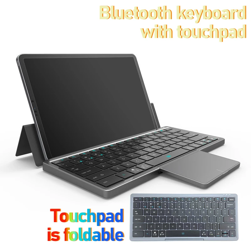 Magnetic Folding Charging Silent Wireless Multi-Bluetooth Keyboard Touchpad Stand for iPad Tablet iPhone Phone PC Accessories