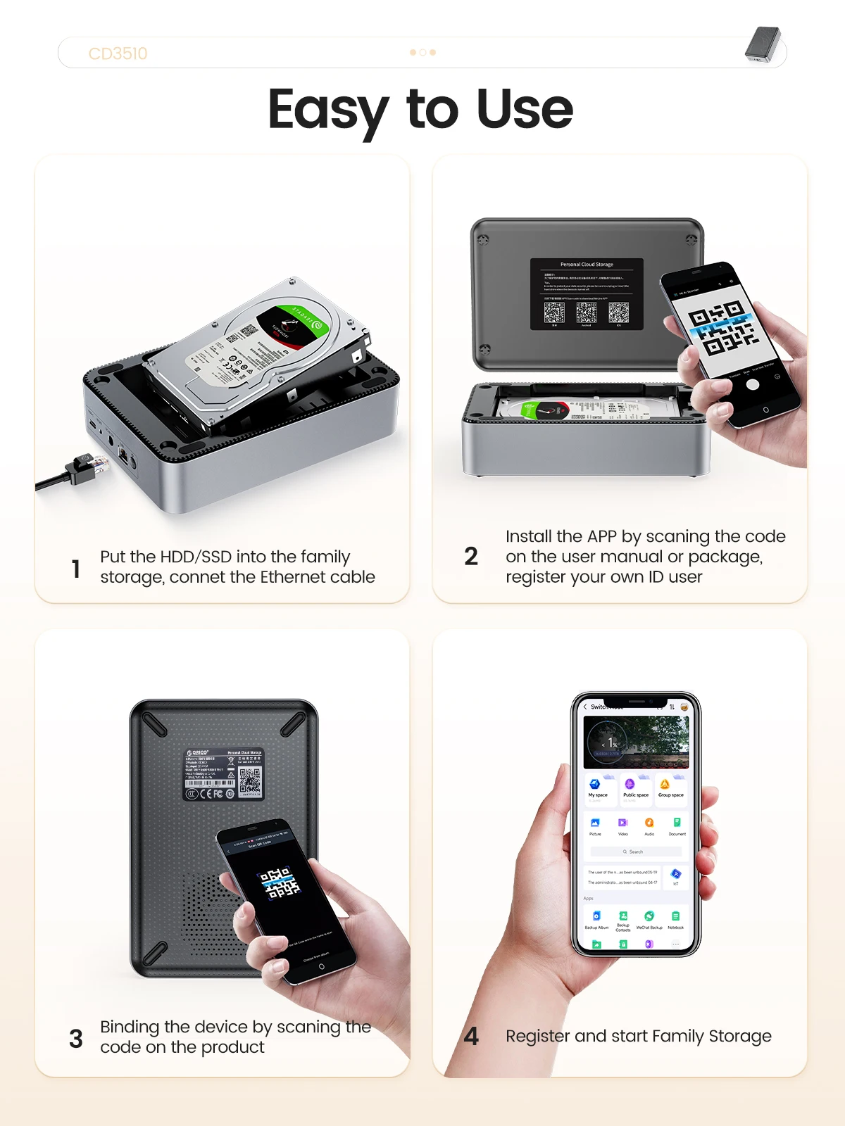 Orico 2.5 NAS Enclosure USB C 8TB HDD
