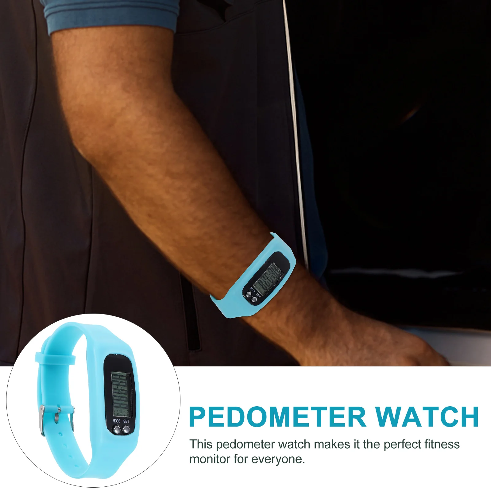 歩数計ウォッチステップカウンターリストバンドシリカゲルブルーフィットネストラッカーウォーキングランニング用多機能ポケットウォッチ
