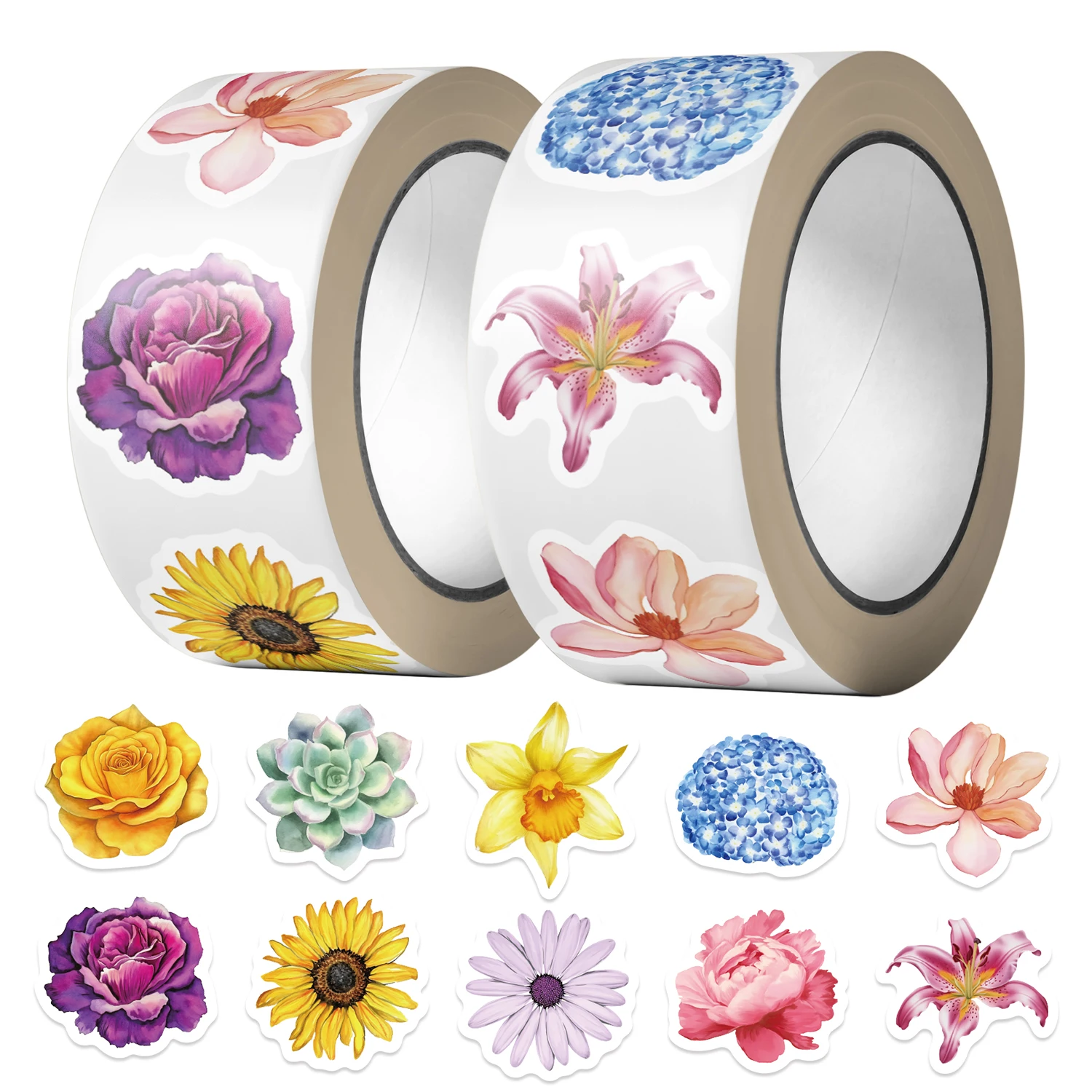 500 pezzi bellissimi cartoni animati serie di fiori succulenti adesivi decorativi giocattoli per bambini adesivi estetici tazza d'acqua chitarra mobile