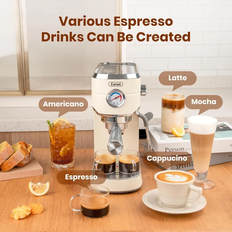 

(UUX) 20 Bar Espresso Machine with Burr Grinder Set | 35 Precise Grind Settings Milk Frother Latte Cappuccino UQ