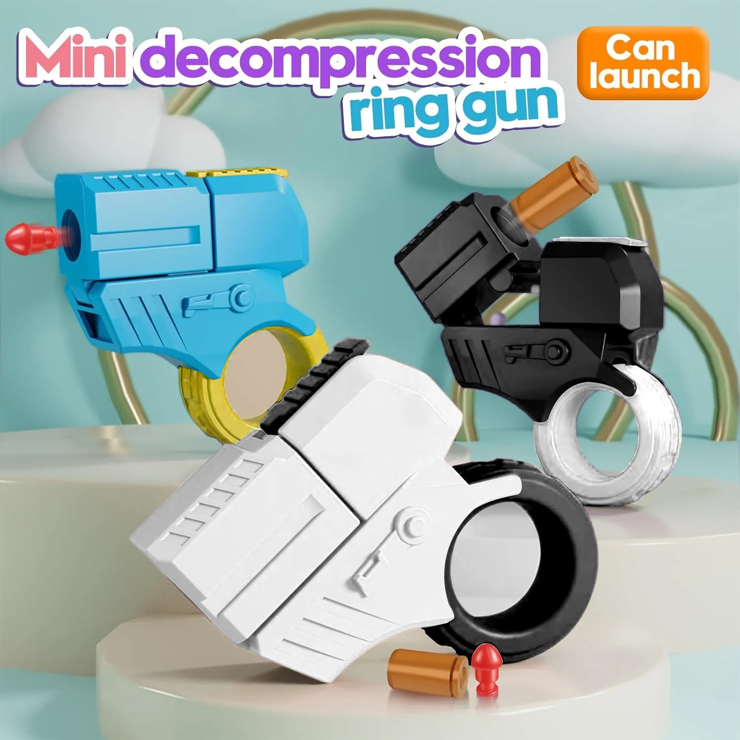 Jouets Fidget en forme de pistolet, nouveauté Fidget Spinner Flipper, soulagement de l'anxiété et jouets de bureau, décor parfait de porte-clés de pistolet à doigt