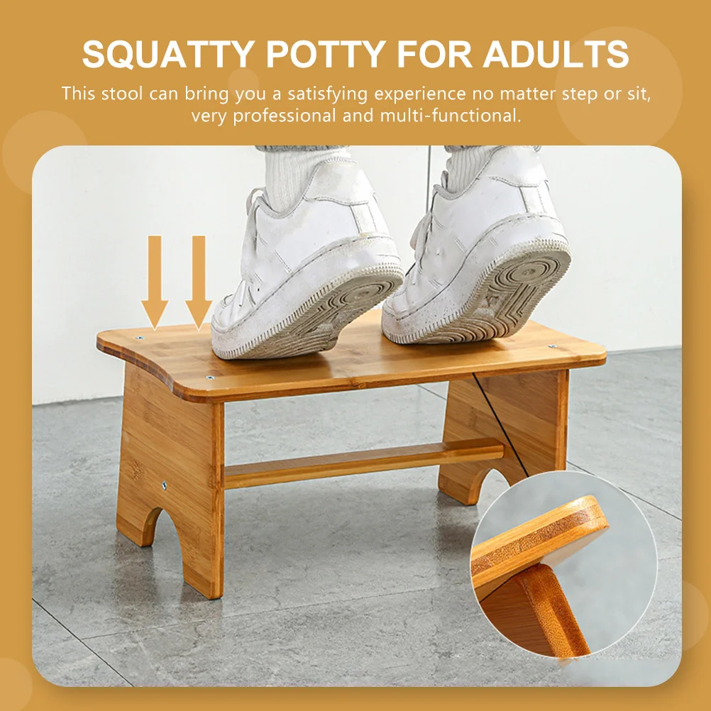 

Wooden Small Step Stool For Adults Kids Non-Slip Toilet Footstool Lightweight Rectangular Safety Stool For