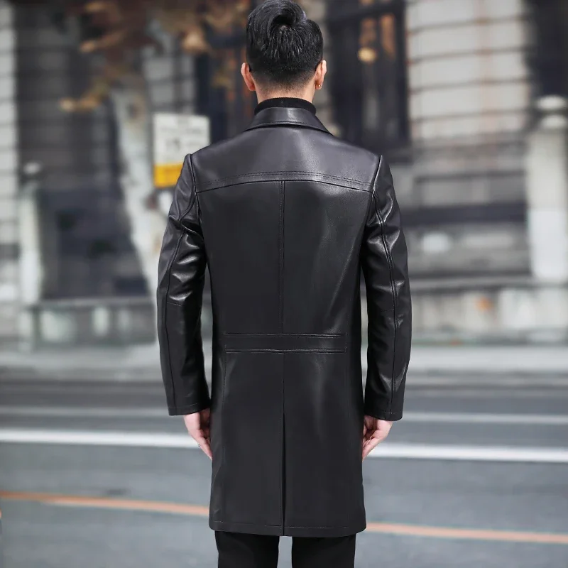 Autumn Winter New Coats and Jackets for Men Clothes Long Real Sheepskin Windbreaker Suit Collar Genuine Leather Jacket Trend FCY