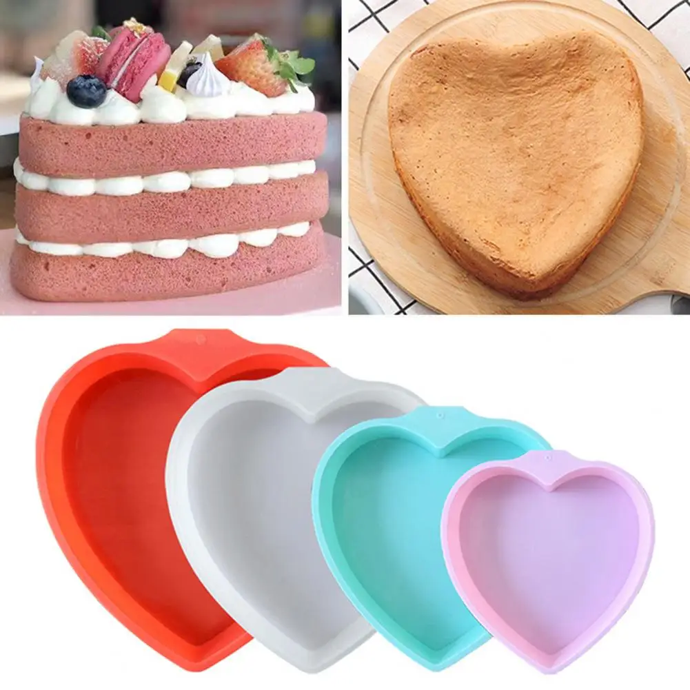 3Pcs,4/6/8-inch Love Heart,Silicone Mold,Non-stick DIY Bread Mousse Pastry Baking Pan ,Bakeware ,Dessert Baking Tools