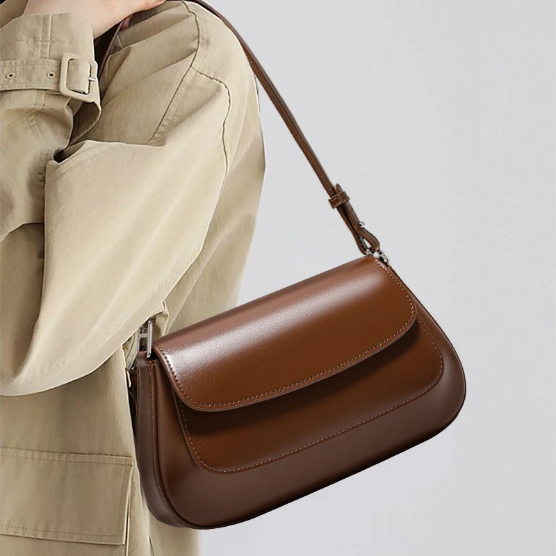 genuine-cowhide-leather-women's-shoulder-bag-stylish-and-simple-underarm-flip-bag-for-commuting-shopping-and-storage