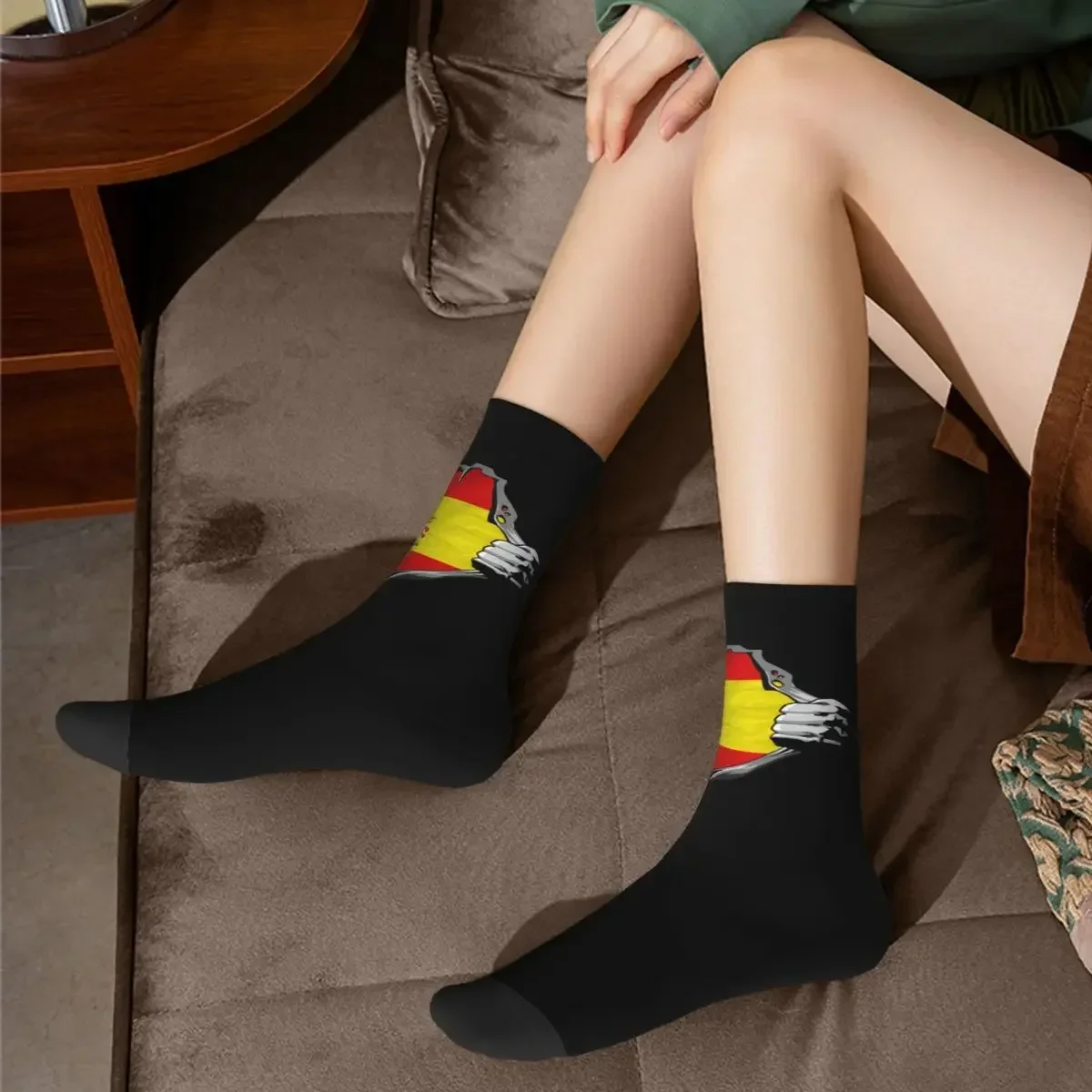 National Flag. Spain. Socks Harajuku Sweat Absorbing Stockings All Season Long Socks Accessories for Man Woman Birthday Present