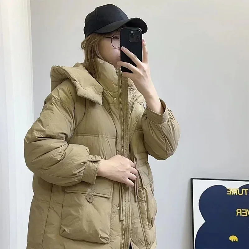 2024 New Women Down Jacket Winter Coat Female Short Parkas Warm Fashion Outwear Hooded Leisure Time Versatile Fashion Overcoat
