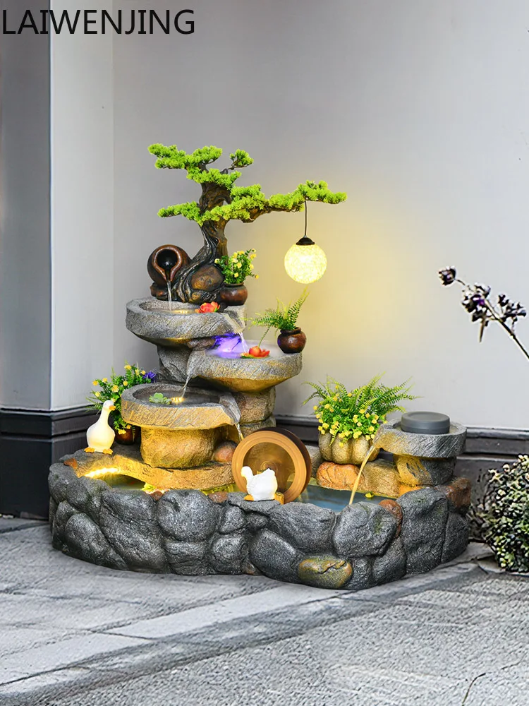 

HLZ Flowing Water Fountain Circulating Water Fish Pond Landscape Courtyard Entrance Living Room Decoration Ornament