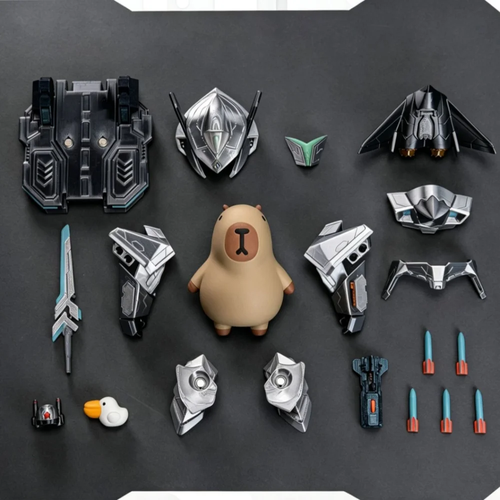 DIY Assemble Capybara Mecha Action Figure Detachable Armor Robot Model Ornament Trendy Desk Decor Novelty Collectible Toy Gift