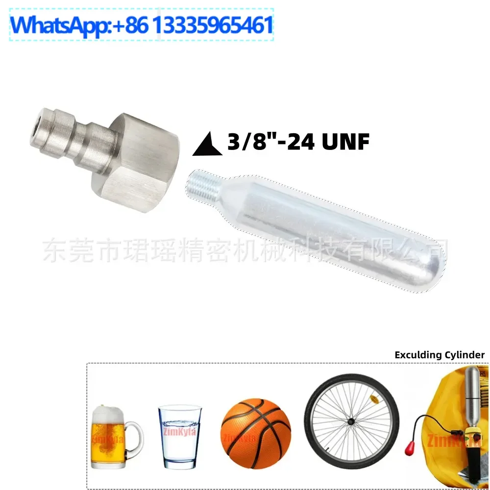

10Pcs stainless steel carbon dioxide inflatable connector 3/8-24 UNF thread 8mm quick connect adapter