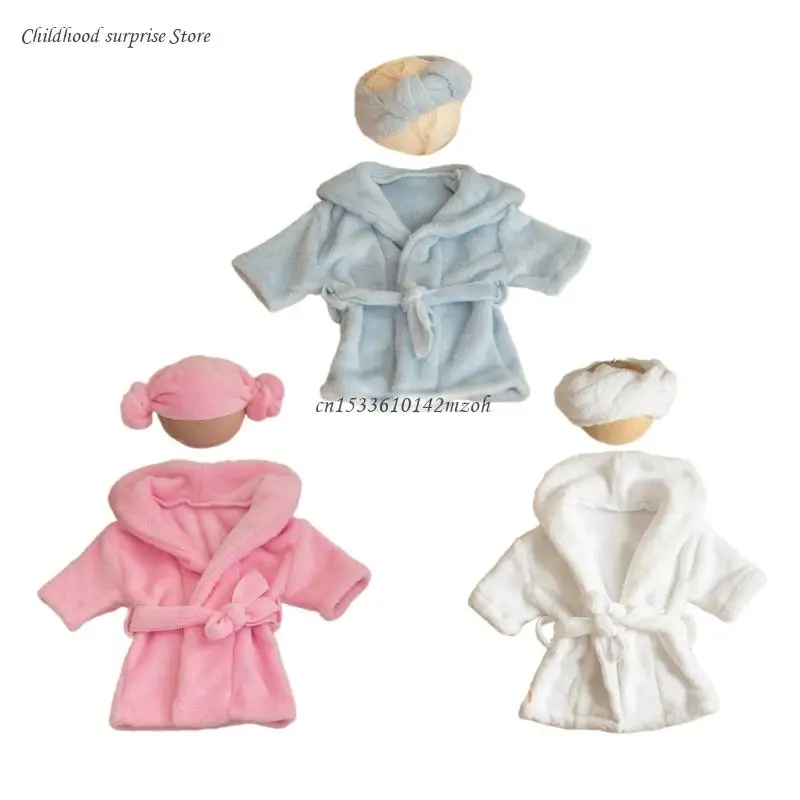 

Baby Photoshoots Bath Robe Headwrap Adjustable Bathrobe Towel Photo Costume Photostudio Accessories Newborn Shower Dropship