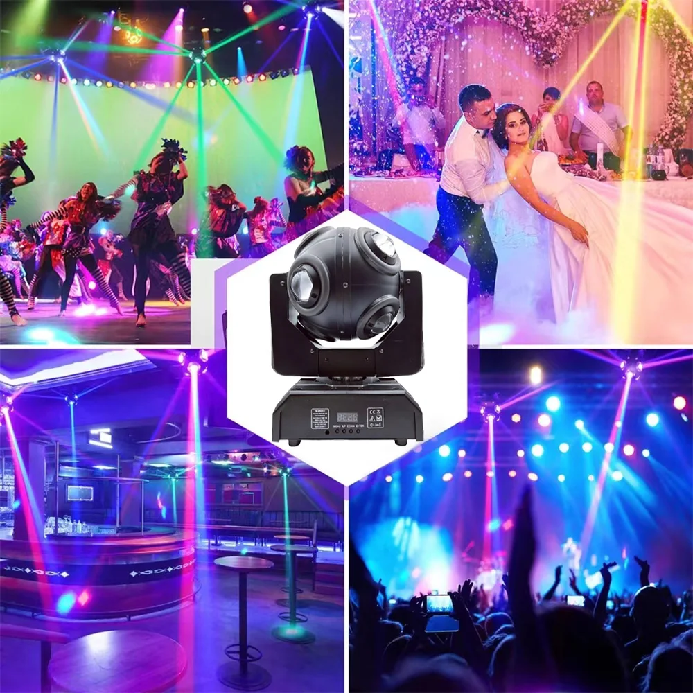 200WMoving Head Light 360°Rotation RGBW Ball Beam Stage Light Christmas DMX512 16CH DJ Lights For Disco Audience Wedding Parties