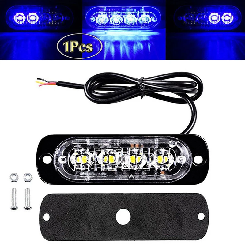 Beacon Hazard Strobe Light Car Flashing Light Lamp SUV ATV 12W Kit Accessory DC 12V-24V Blue Truck Pratical Useful