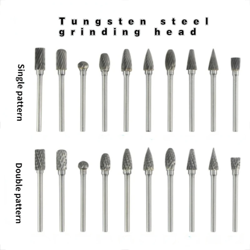 Tungsten Carbide Milling Cutter Rotary Tool Burr Double Diamond Cut Ferramentas Dremel Moagem Elétrica Shank mm 10 Pcs