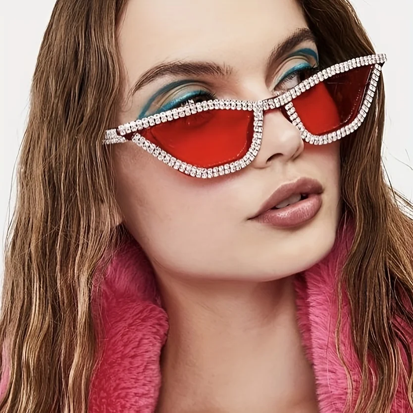 1PC Rhinestone Sunglasses Party Glasses Cat eye Sunglasses Cat eye Glasses Eyewear for Women Men Bar sunglasses