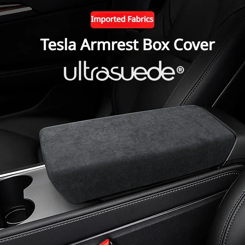 

For Tesla Model 3 & Y Alcantara Armrest & Storage Box Covers Protector Interior Decoration Set Car Modification Accessories Mat