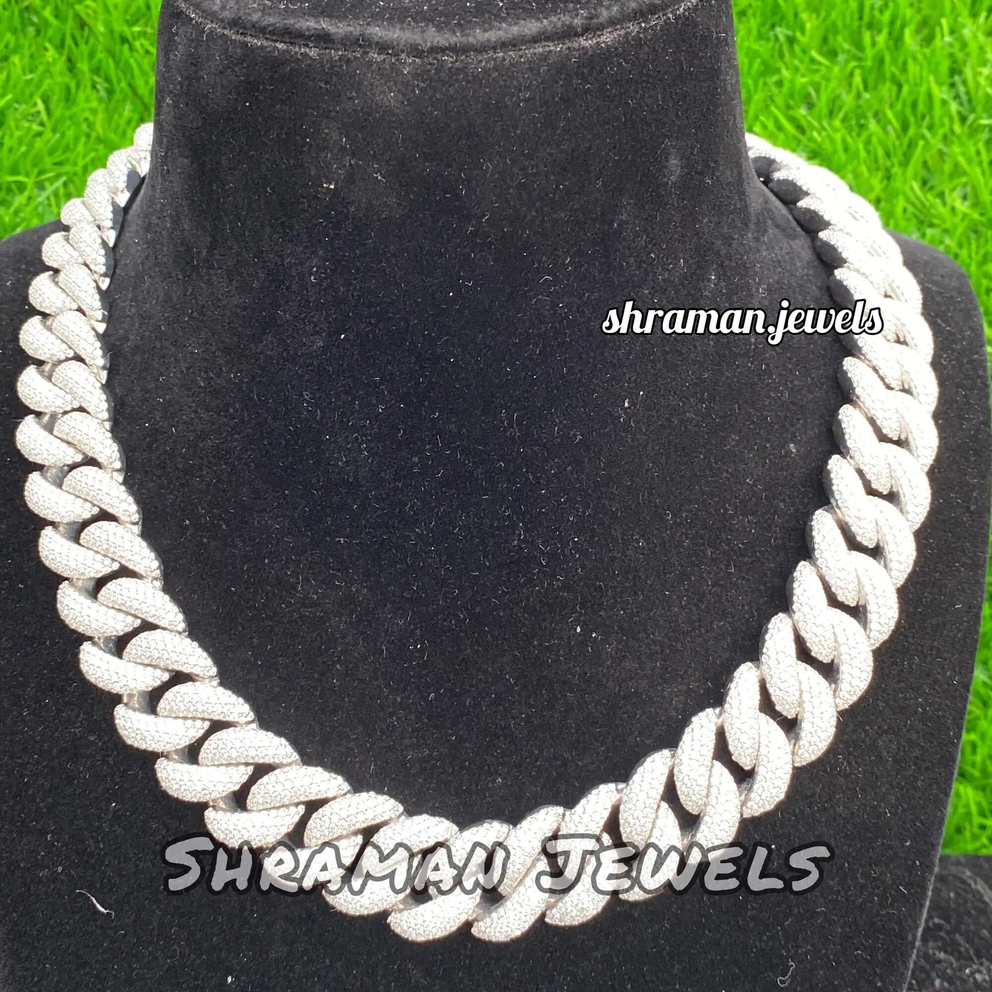 20 Mm Moissanite Diamond Thick Cuban Link Chain Iced Out 925 Sterling Silver 24 Inches Cuban Necklace