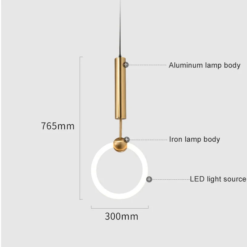 Imagem -05 - Moderno Led Anel Pingente Luzes Luminária Iluminação Interior Quarto Pendurado Lâmpadas de Iluminação Decoração para Casa Ouro Droplight Cozinha