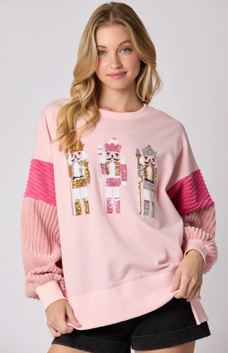 

Glitter Christmas Soldier 2024 Autumn Winter Sweatshirt Vintage Harajuku Long Sleeve O-neck Streetwear Women Clothes Loose Top