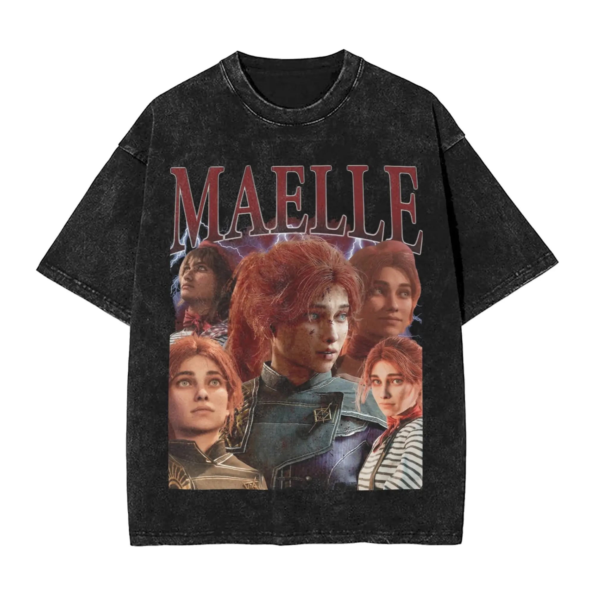 

Clair Obscur Expedition 33 Maelle Vintage T Shirts Hip Hop Washed Cotton Street T-Shirt for Men Streetwear Summer Tops Tees