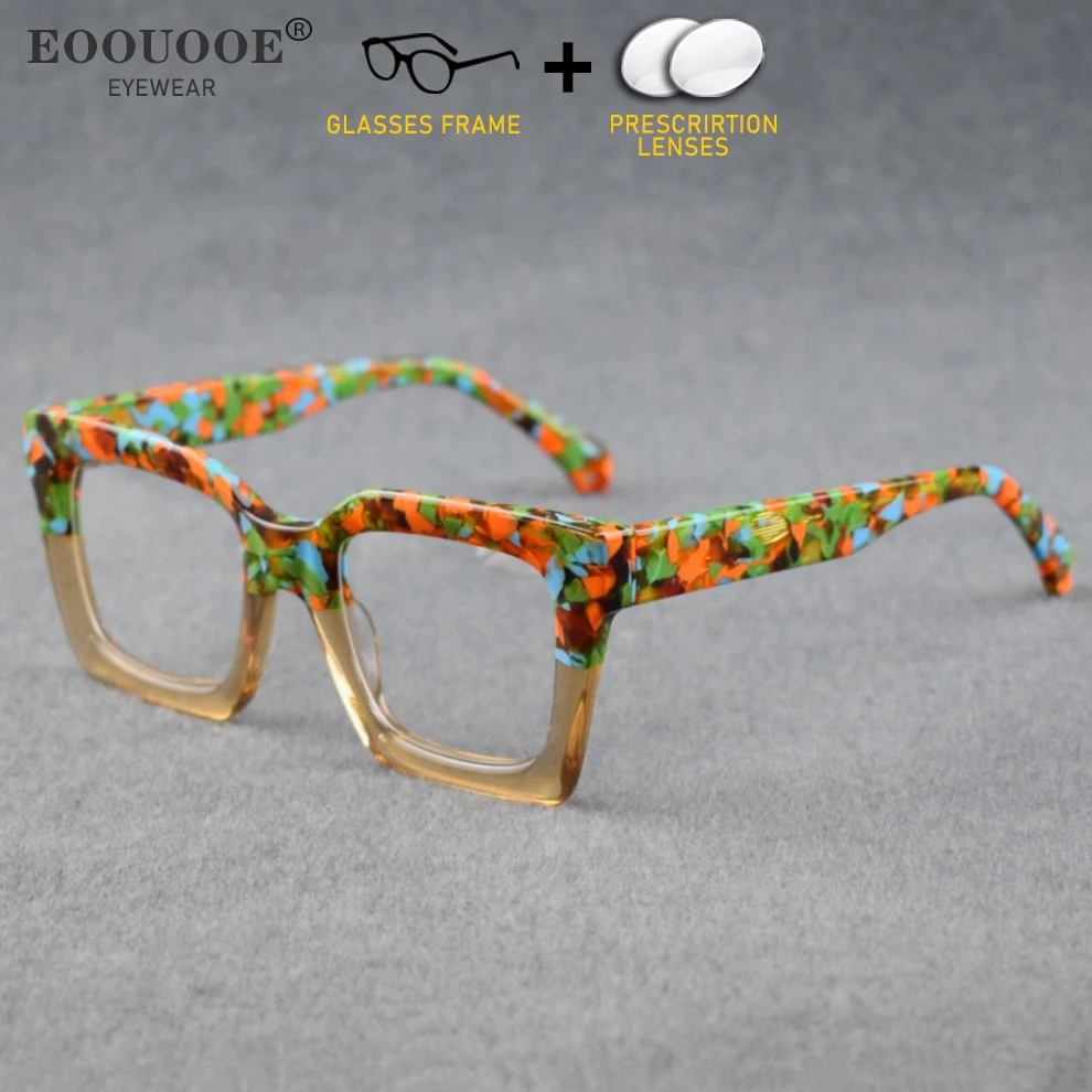 

Extravagant Men Women Optical Prescription Glasses Myopia Hyperopia Progressive Lenses Eyeglasses Retro Acetate Daily Frame