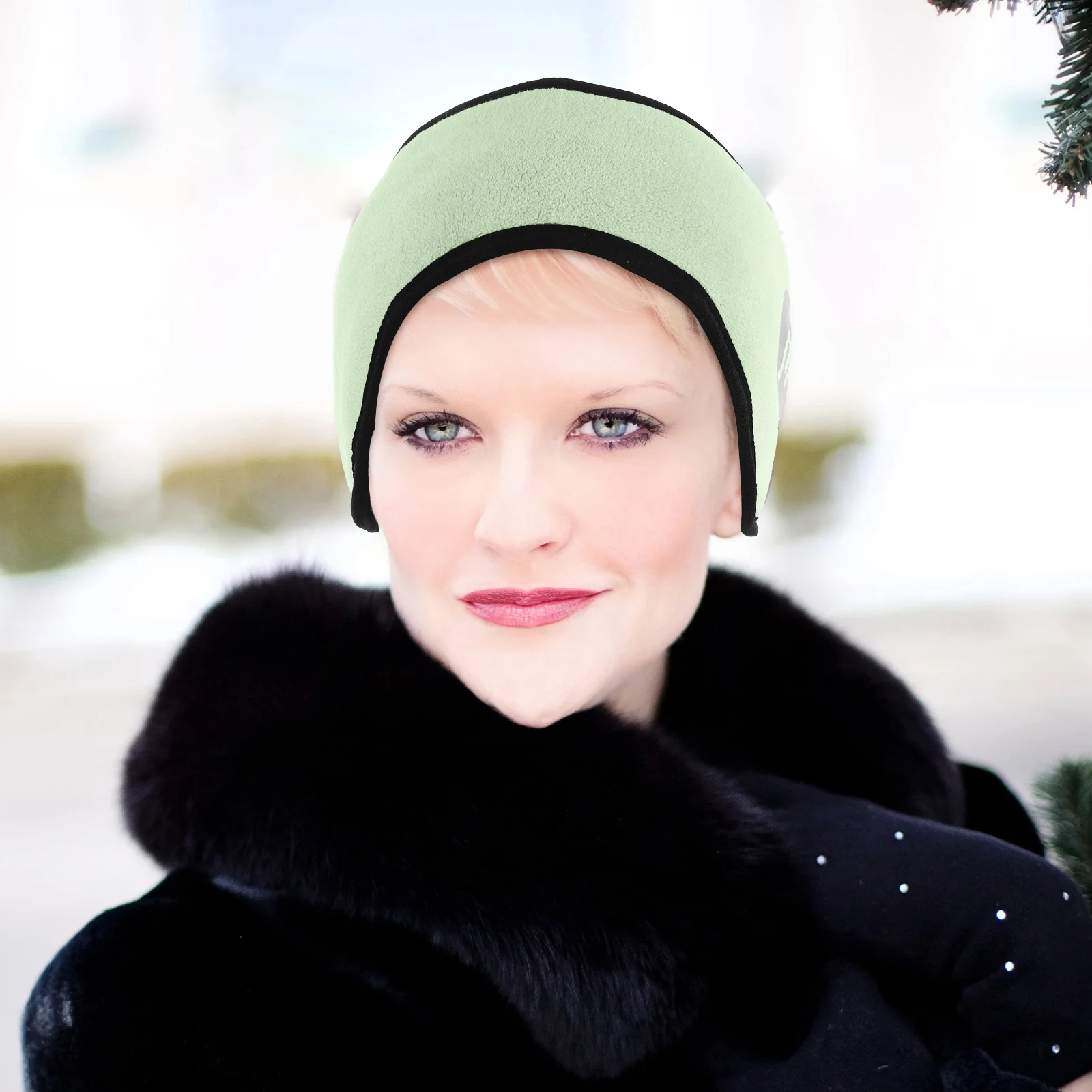 الشتاء الرياضة في الهواء الطلق على الجليد يندبروف النساء الأذن يغطي عقال لينة الدافئة واقي أذن غطاء للأذنين الضوء الأخضر ركوب الدراجات