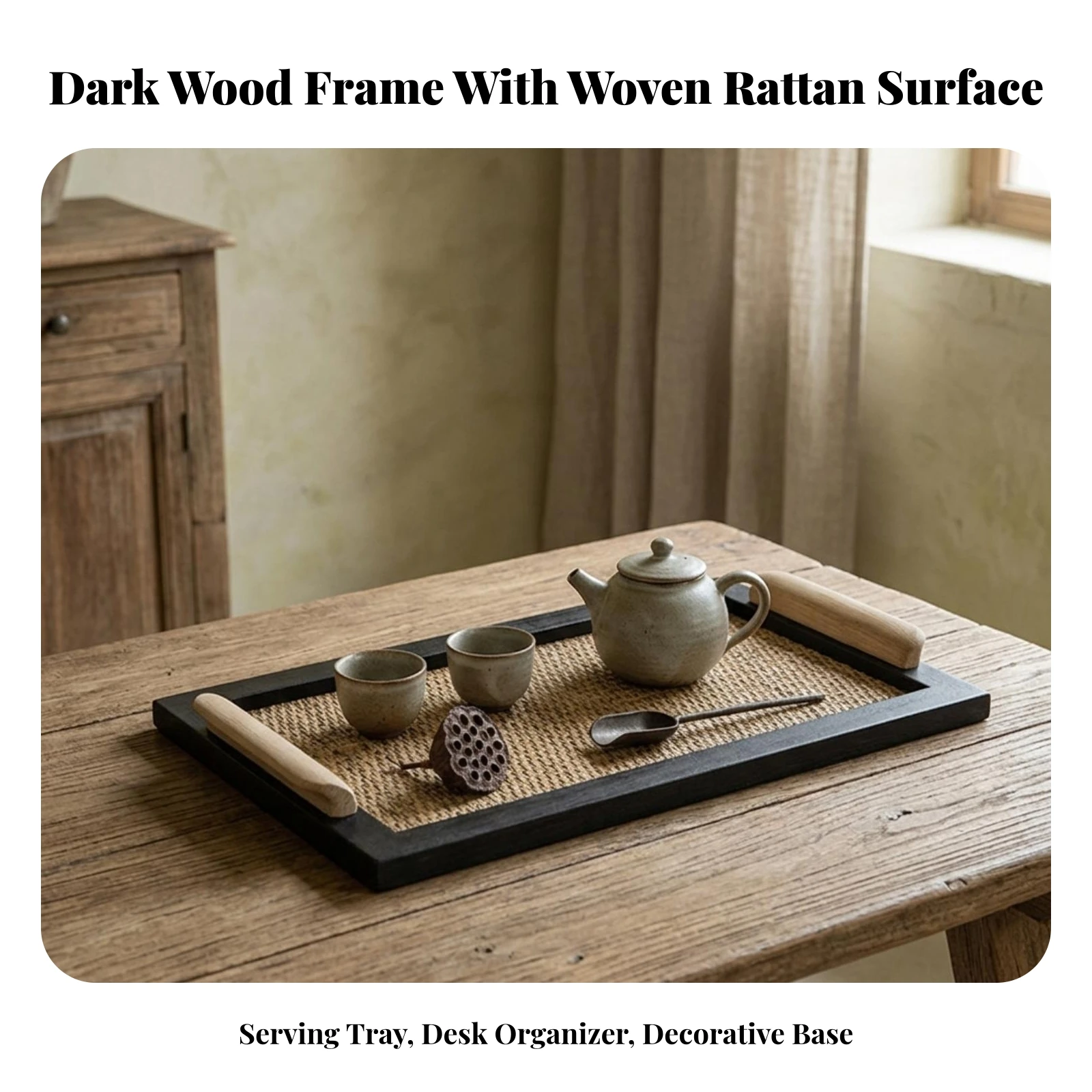 Woven Tray with Handles Slim R - Rattan Tray Handle review and price