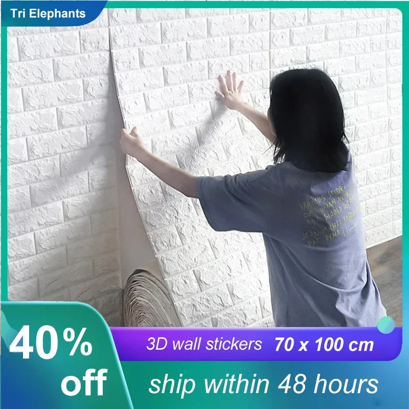 5/10pcs 70x100cm Wall Papers Home dector Modern Retro Imitation Brick ivy 3D Wall stickers at Office Bedroom Tea bar Living room