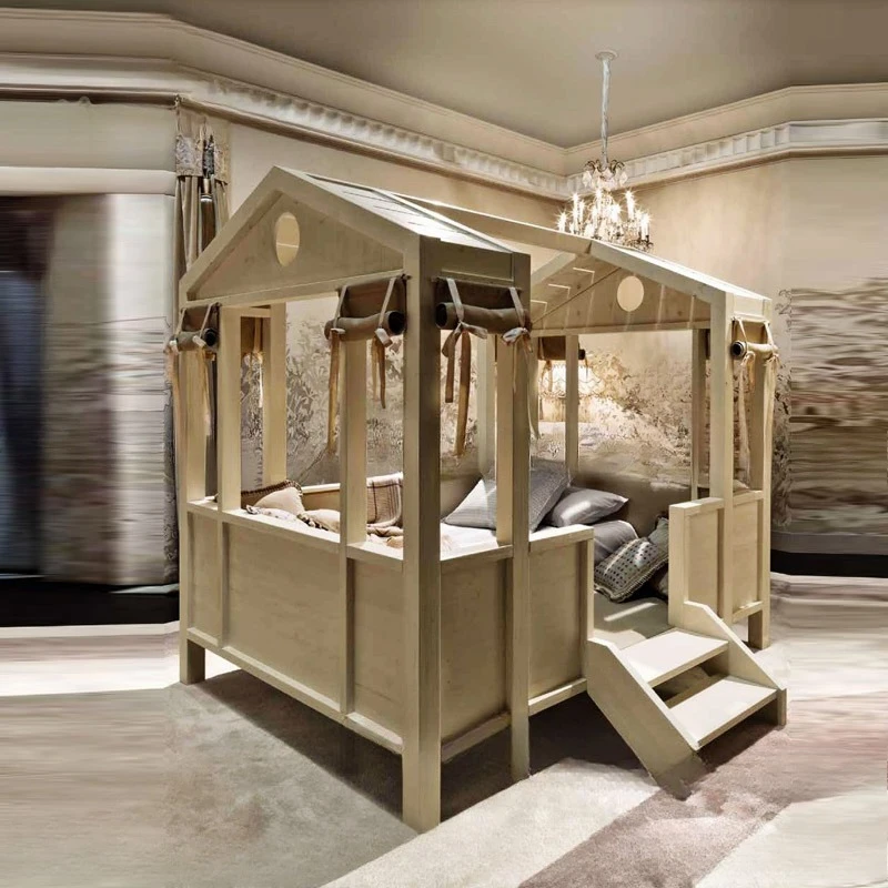 سرير منزل للأطفال، منزل شجرة بسيط من الخشب الصلب، طراز رعوي أمريكي للأطفال d، صبي يكون د