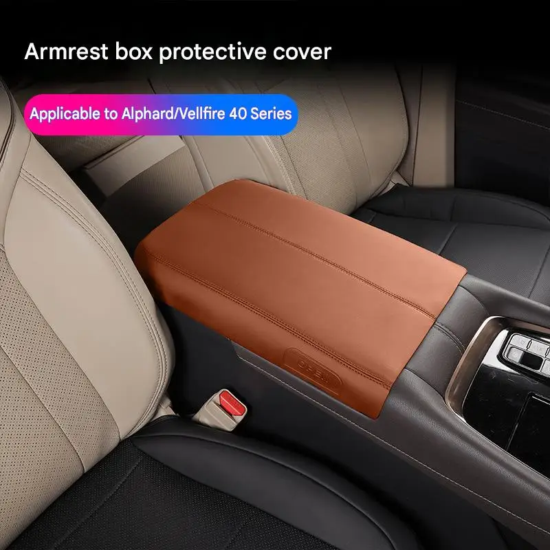 

For Toyota Alphard Vellfire 40 Series 2024 Armrest Box Protective Cover Leather Center Console Lid Cover Anti-Scratch Interior