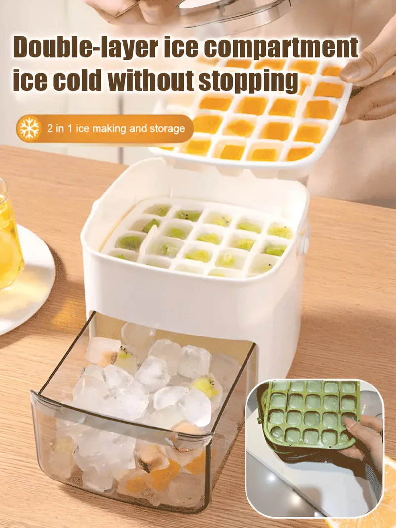 Large Capacity Silicone Ice Cube Mold Non-stick Easy Release Design Reusable Ice Making Tray Practical Kitchen Gadget for Drinks