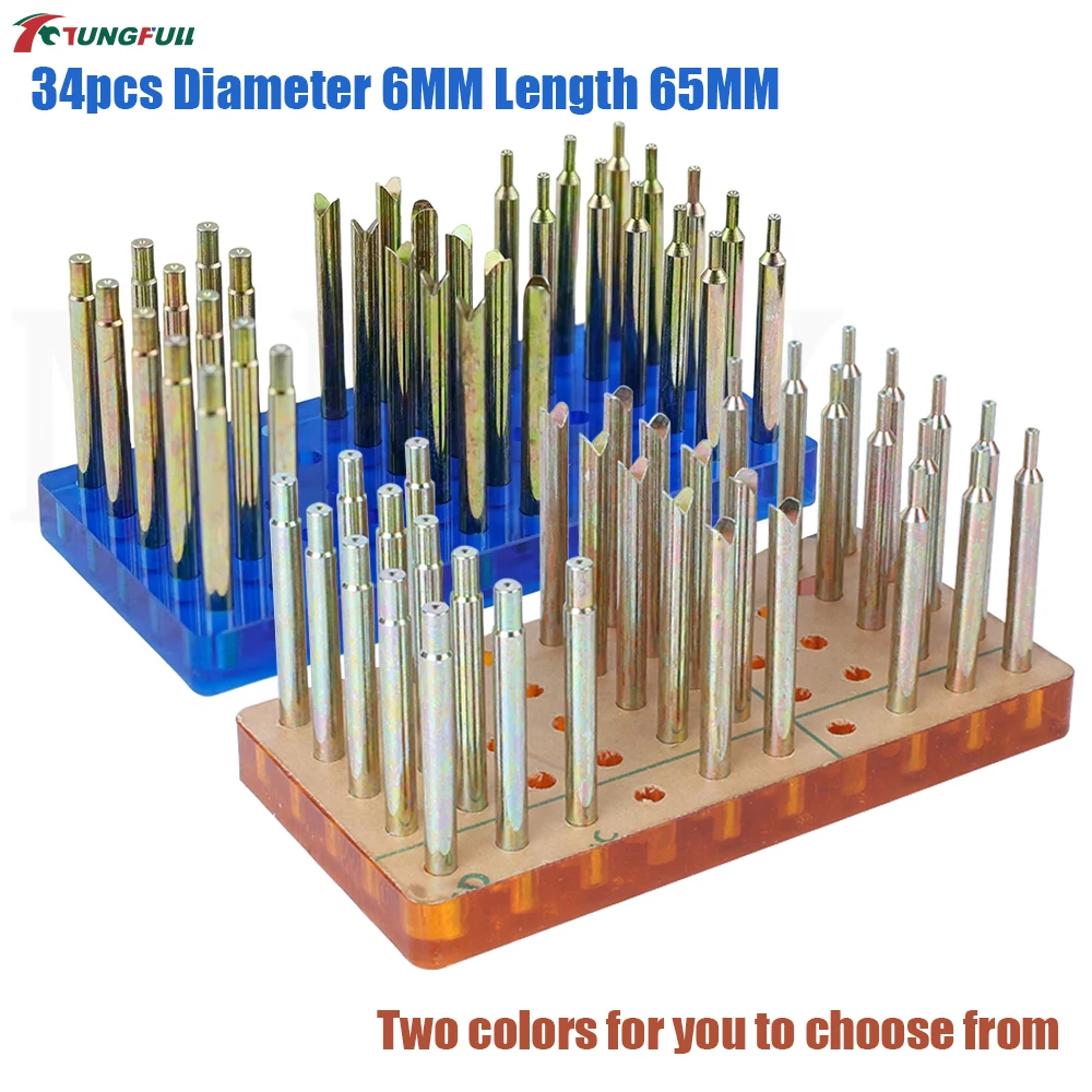 34Pcs Gemstone Dop Sticks Set, 6mm Diameter x 65mm Length High Precision Dopstick for Faceting, with Storage Box, Lapidary Stone