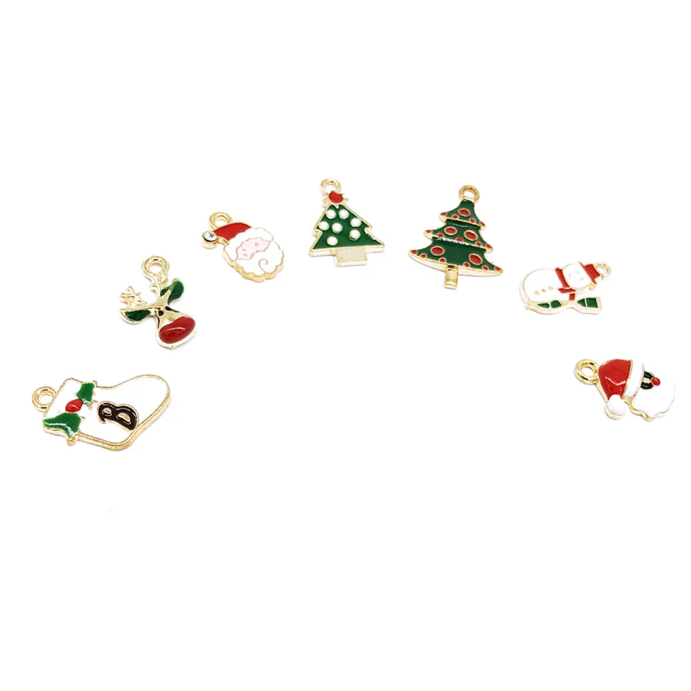 

16Pcs Festival Alloy Pendants Mixed Christmas Charms Zinc Alloy for Handmade DIY Jewelry Xmas Decor Christmas Series Pendants