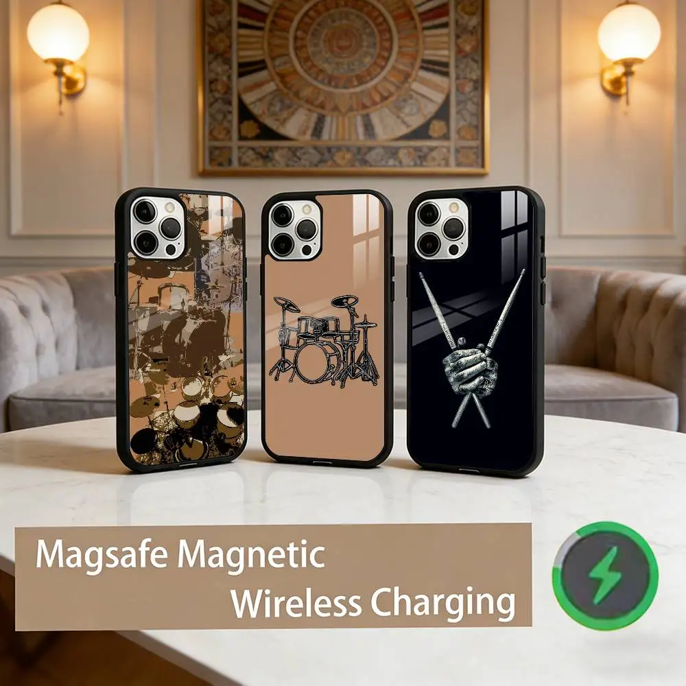 

Drummer Drum Set Cute Phone Case For iPhone17,16,15,14,13,12,11 Plus,Pro Max Magnetic For Magsafe Wireless Charging