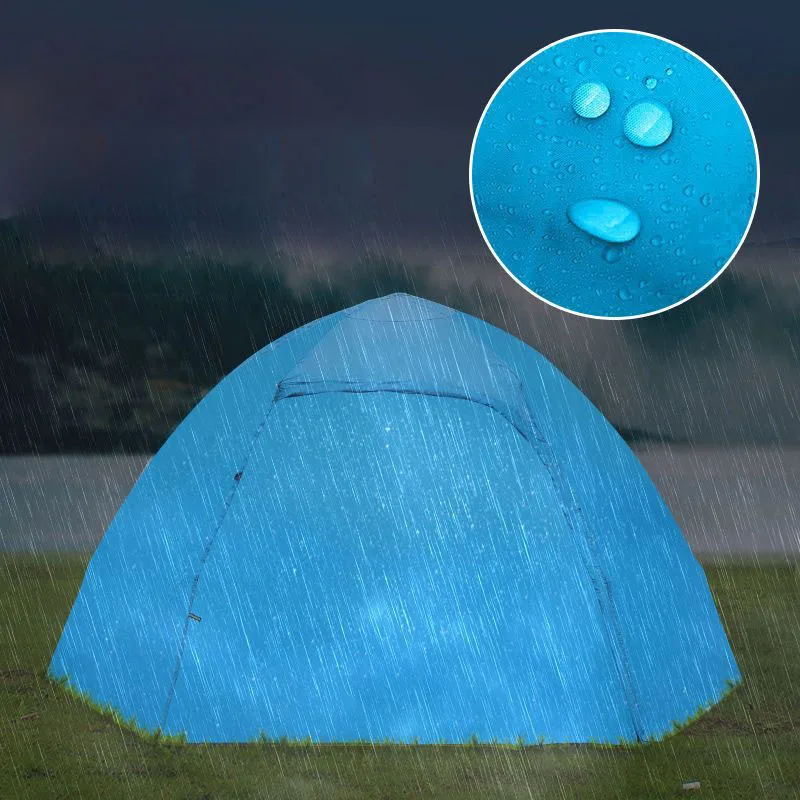 Hexagon 2 Layer Pop-Up Tent 4-5 Person Windproof Waterproof Instant Setup Mesh Vents Camping Beach Use Outdoor Shelter