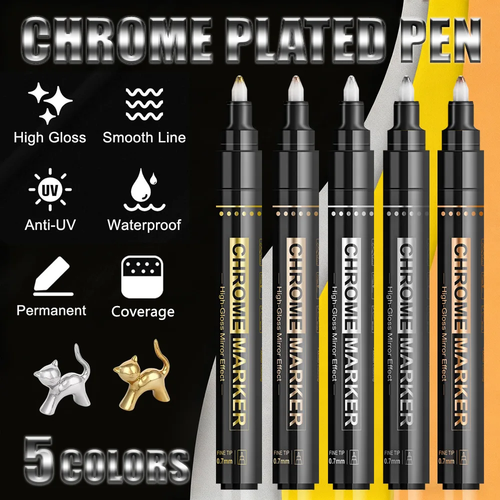 

Новый 1 шт. зеркальный хромированный маркер, модель краски, автомобильная контурная краска, хромированный металлический маркер для краски