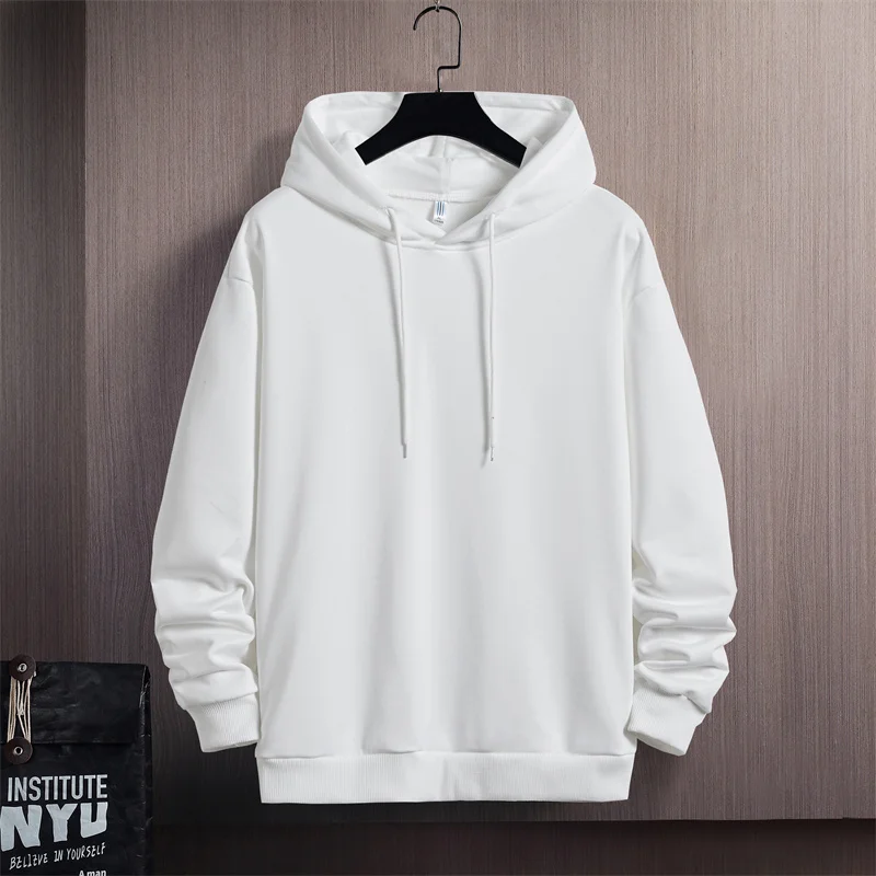 Men's Autumn Winter Solid Drawstring Pullover Hooded Long Sleeve T-shirt Loose Sports Hoodies Casual Office Lady Vintage Tops