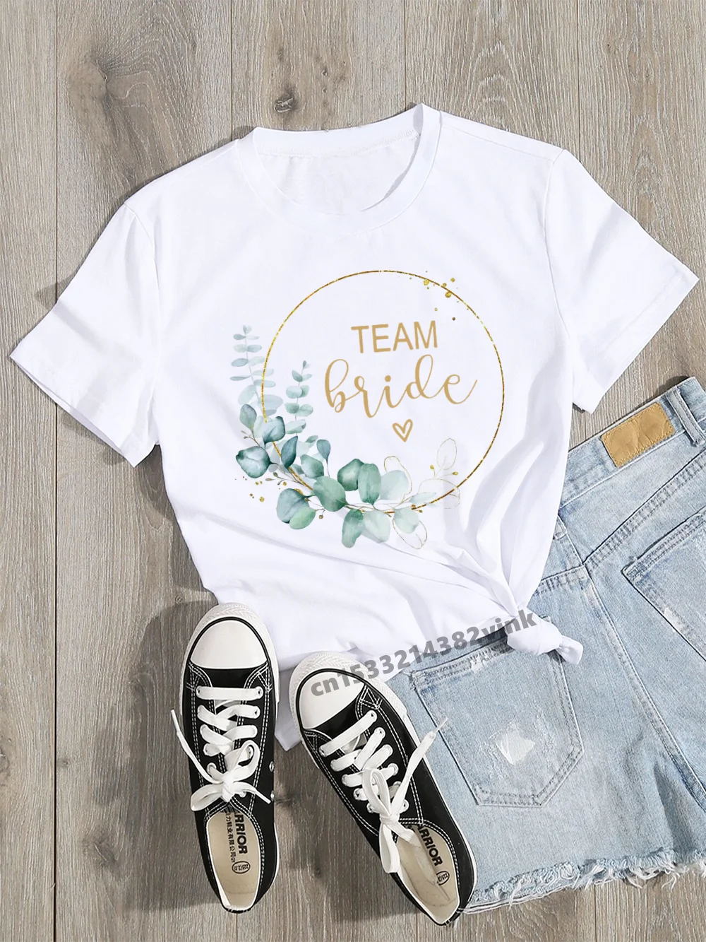 Floral addio al nubilato Team Bride Wedding Party Women Evjf Tee Shirt Casual ladies basic O-collar White t-Shirt a maniche corte Girl