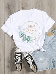 Çiçek Bachelorette takım gelin düğün parti kadın Evjf Tee gömlek Casual bayanlar temel o-yaka beyaz kısa kollu T-shirt kız