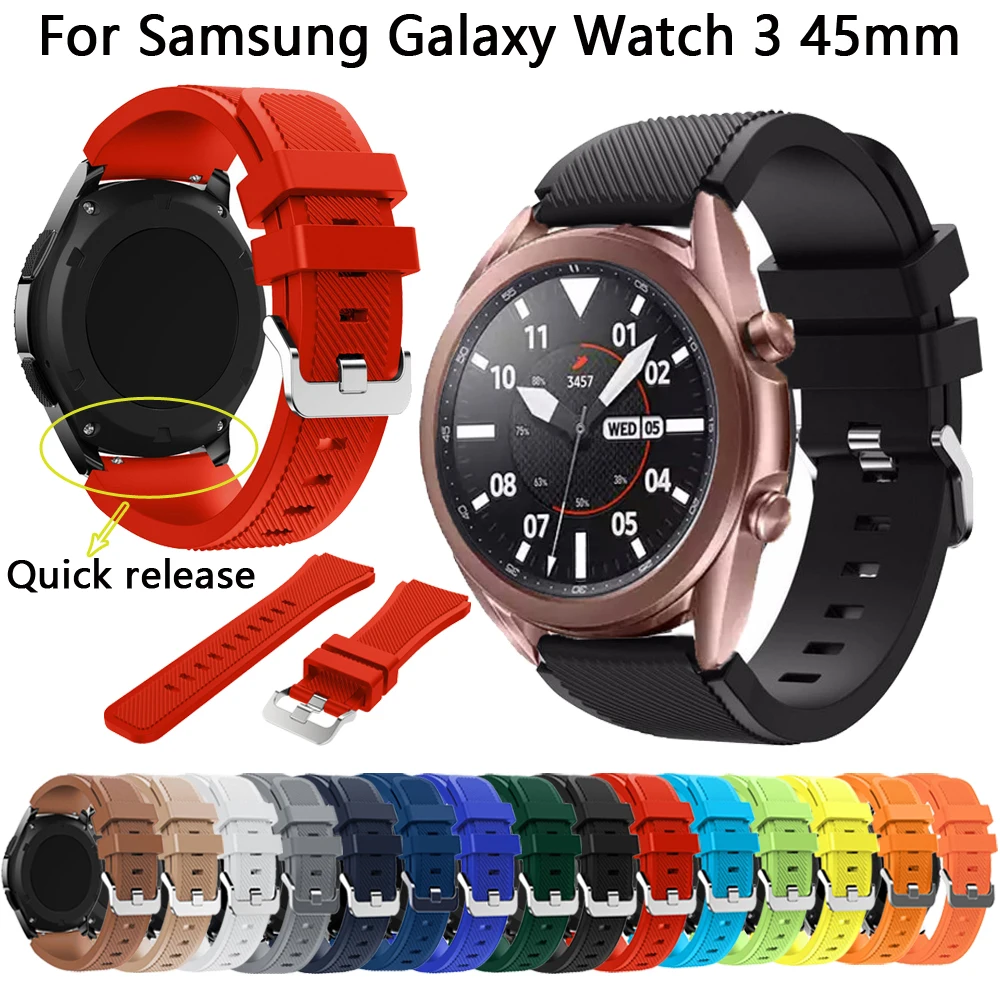 22mm Sport Silicon Starps For Samsung Galaxy Watch 46mm 3 45mm Gear S3 Classic Frontier Smart Band Replacemet Bracelet Watchband