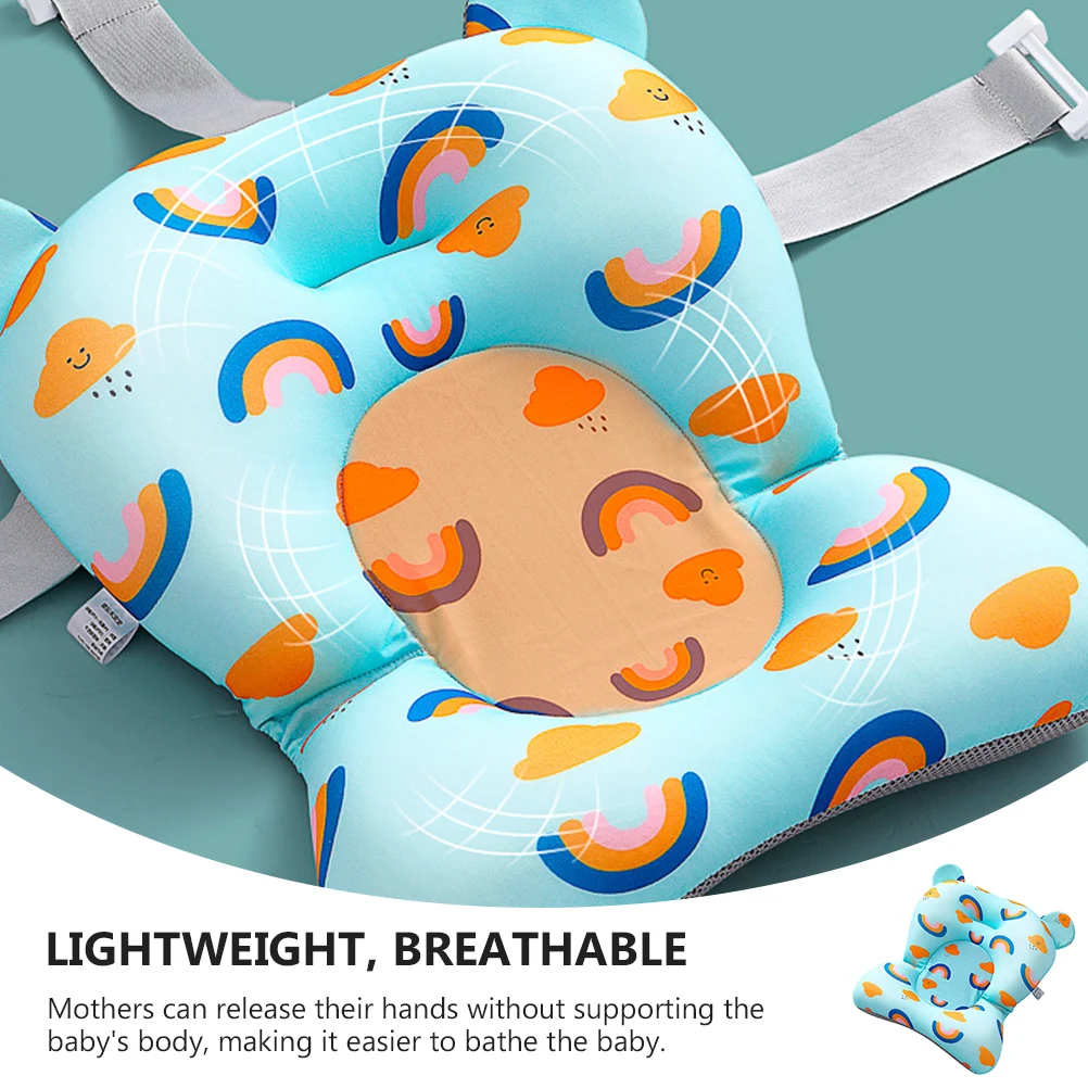 

1pc Baby Bath Seat Support Rainbow Cloud Pattern Infant Bathing Pad Bathtub Sling Suspension Cradle Shower Lounger Lightweight