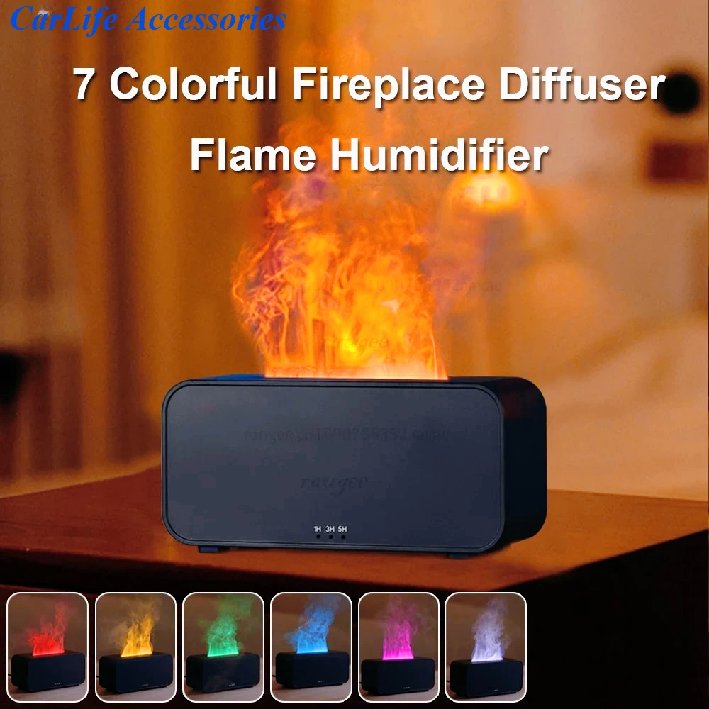 

Mini 7 Colorful Flame Air Humidifier Aroma Diffuser Add Essential Oil Aromatherapy with Timing Setting for Home Bedroom Office