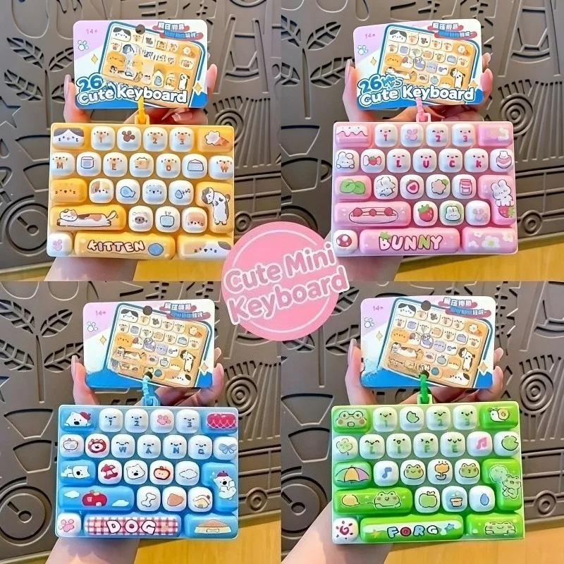 26Grid Keycap Clicker Anti Stress Fidget Keyboard Keychain Decompression Button Cartoon Hand Relax Party Favor Gift 26구 키캡 키링