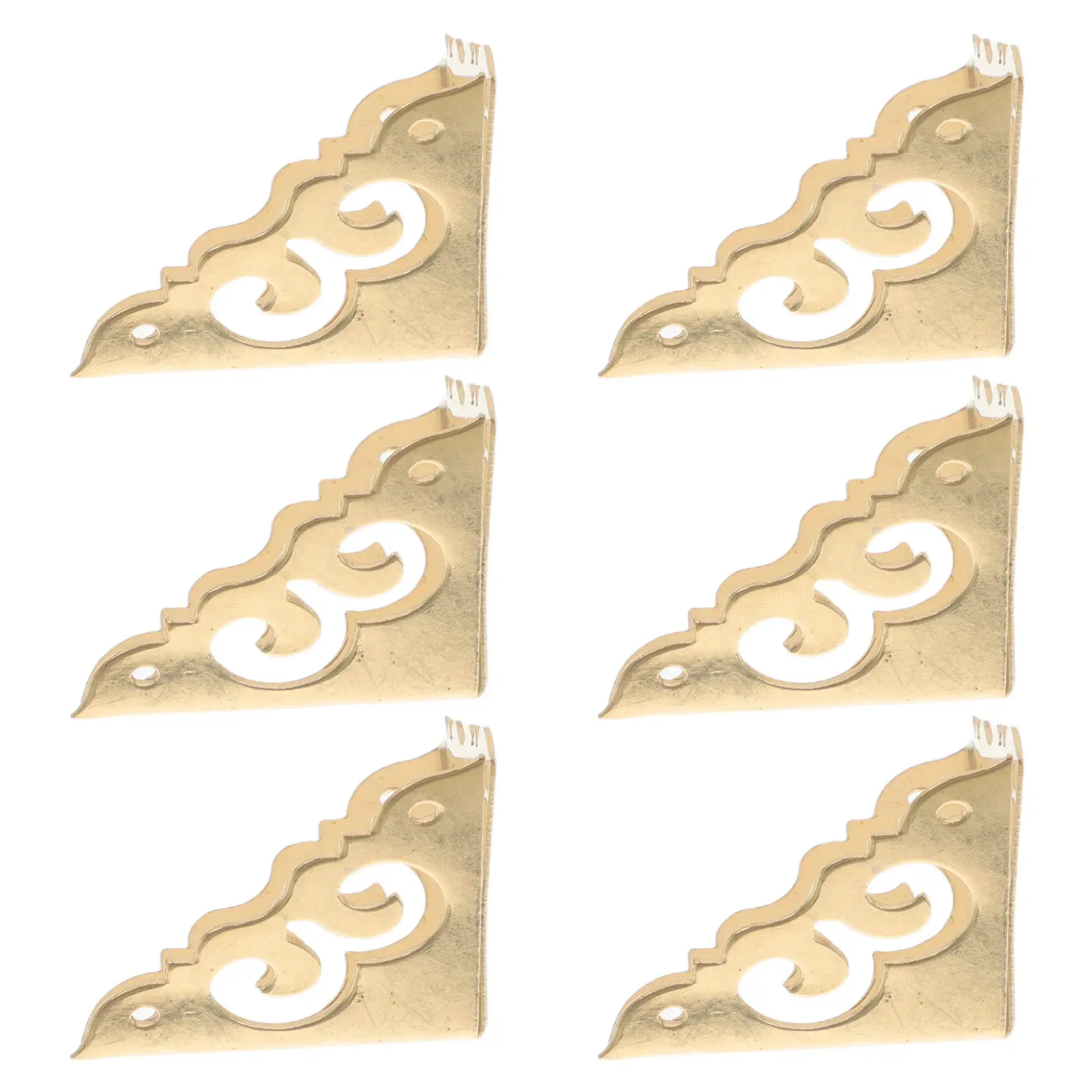 6Pcs Vintage Brass Corner Protectors for Furniture Wood Box Cabinet Table Decorative Triangle Edge Guards 3Cm Right Angle Metal