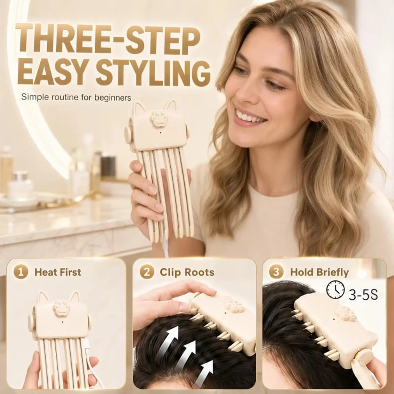 Image of Haarwurzel-Volumizer, elektrisch beheizter Clip-Typ, wiederaufladbarer Haaransatz-Heber, Styling-Tool für flaches Haar, Haarklammern für den täglichen Gebrauch und auf Reisen
