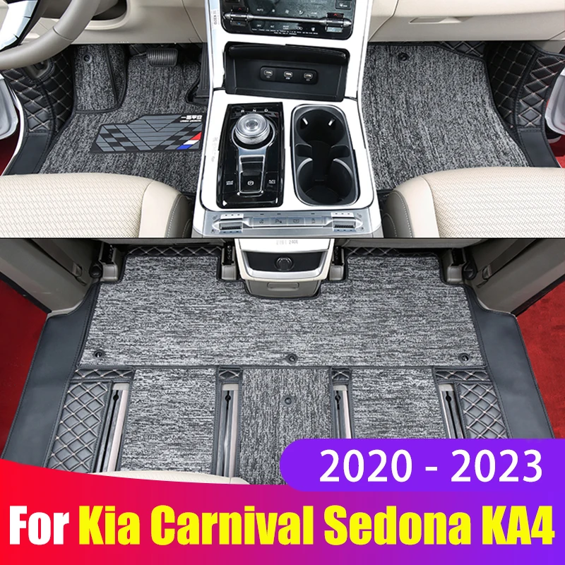 

Pu Leather Car Floor Mats For Kia Carnival Sedona KA4 2020 2021 2022 2023 Carpets Rugs Foot Pads Covers Car-styling Accessories