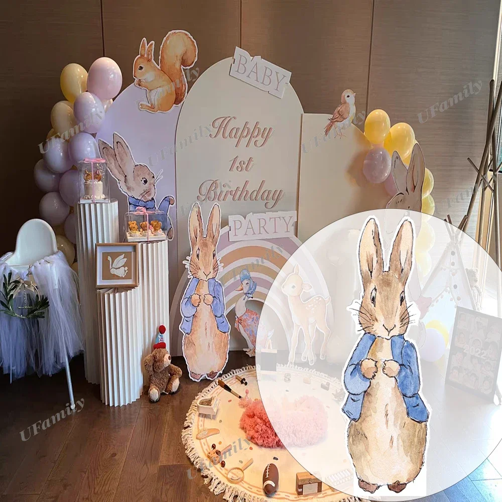 45/60/91cm Rabbit Party Cutouts Pink Blue Rabbit Kt Board Baby Shower Birthday Paty Backdrops Wedding Party Photo Props Decor