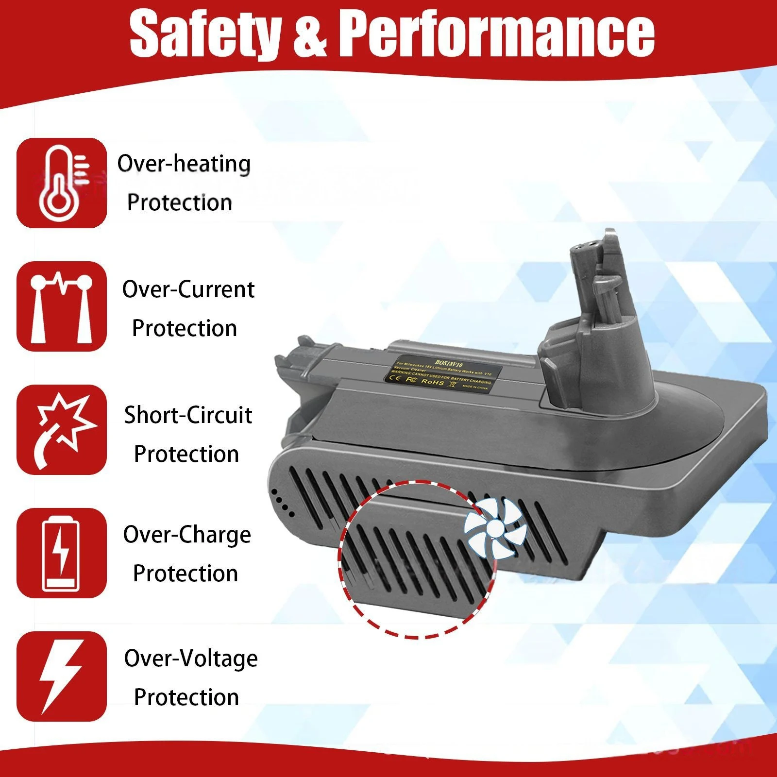 BOS18V10 Battery Adapter for Bosch 18V Li-ion Battery Convert To for Dyson V10 Battery,to Work for V10 Series Vacuum Cleaners image 5